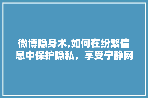 微博隐身术,如何在纷繁信息中保护隐私，享受宁静网络时光 WordPress教程