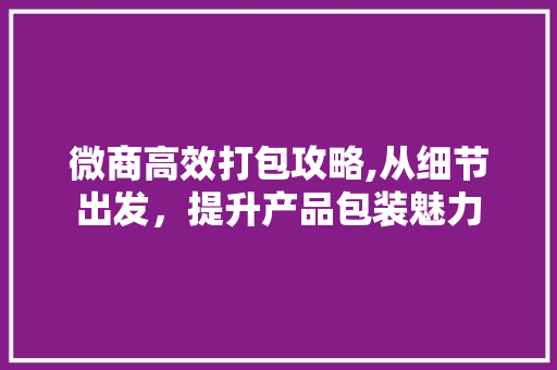 微商高效打包攻略,从细节出发，提升产品包装魅力 服务器/数据库