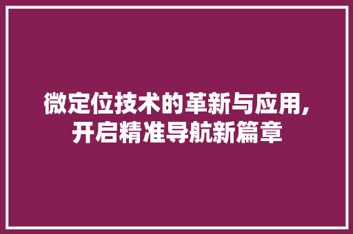 微定位技术的革新与应用,开启精准导航新篇章 建站教程