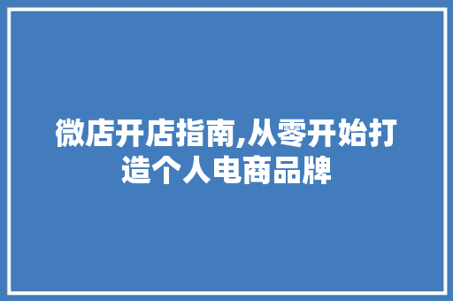 微店开店指南,从零开始打造个人电商品牌