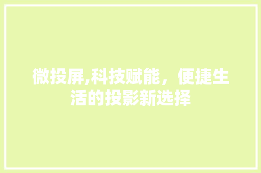 微投屏,科技赋能，便捷生活的投影新选择