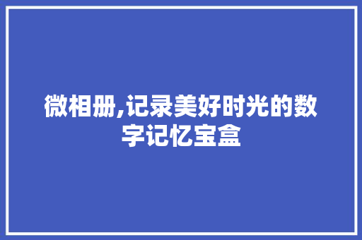 微相册,记录美好时光的数字记忆宝盒