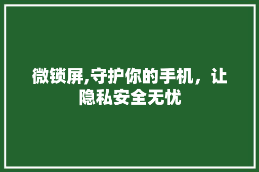 微锁屏,守护你的手机，让隐私安全无忧