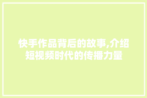 快手作品背后的故事,介绍短视频时代的传播力量 WordPress教程