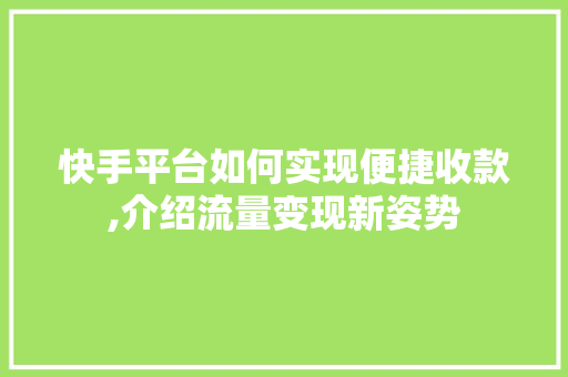 快手平台如何实现便捷收款,介绍流量变现新姿势