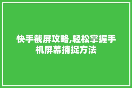 快手截屏攻略,轻松掌握手机屏幕捕捉方法 建站教程