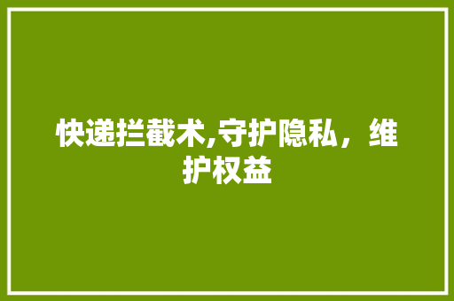 快递拦截术,守护隐私，维护权益