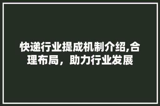 快递行业提成机制介绍,合理布局，助力行业发展