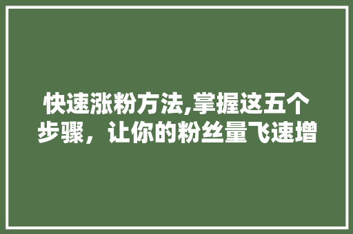 快速涨粉方法,掌握这五个步骤，让你的粉丝量飞速增长！