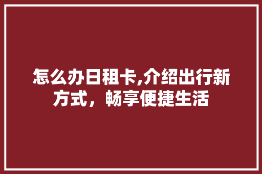 怎么办日租卡,介绍出行新方式，畅享便捷生活 友链在线