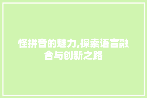 怪拼音的魅力,探索语言融合与创新之路