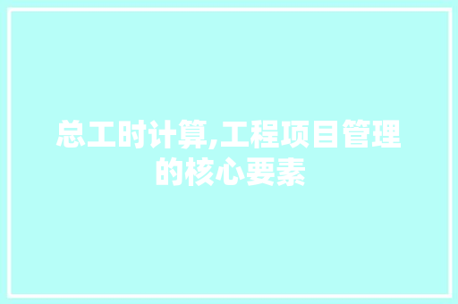 总工时计算,工程项目管理的核心要素