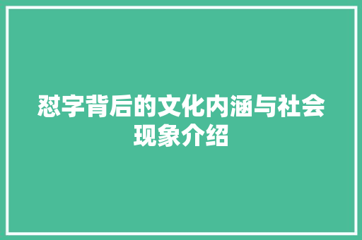 怼字背后的文化内涵与社会现象介绍