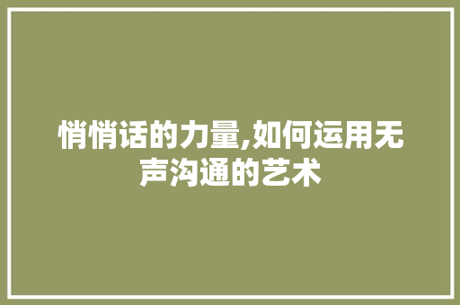 悄悄话的力量,如何运用无声沟通的艺术