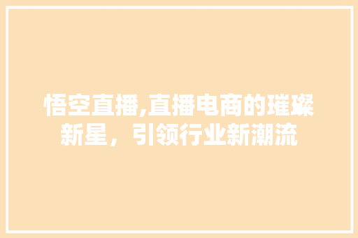 悟空直播,直播电商的璀璨新星，引领行业新潮流