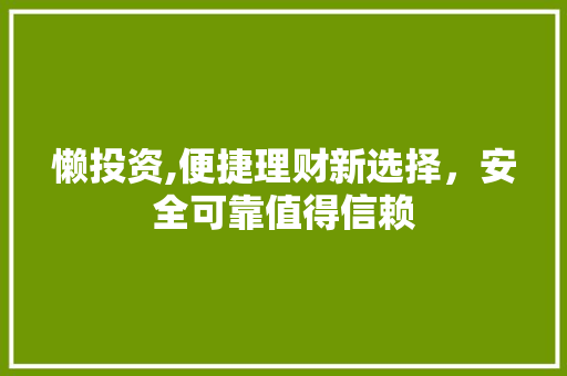 懒投资,便捷理财新选择，安全可靠值得信赖