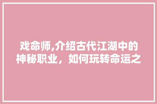 戏命师,介绍古代江湖中的神秘职业，如何玩转命运之轮