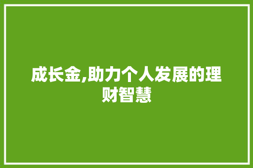 成长金,助力个人发展的理财智慧