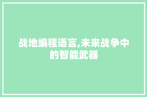 战地编程语言,未来战争中的智能武器