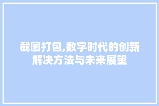 截图打包,数字时代的创新解决方法与未来展望