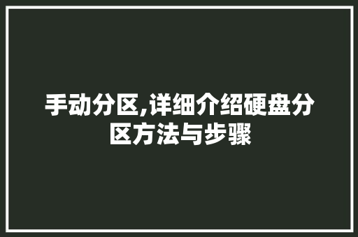 手动分区,详细介绍硬盘分区方法与步骤