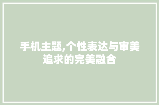手机主题,个性表达与审美追求的完美融合