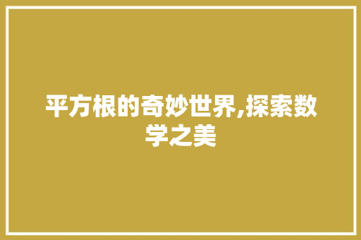平方根的奇妙世界,探索数学之美
