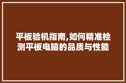平板验机指南,如何精准检测平板电脑的品质与性能