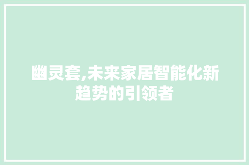幽灵套,未来家居智能化新趋势的引领者 建站教程