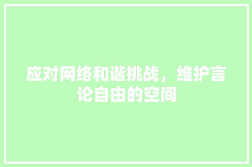 应对网络和谐挑战,维护言论自由的空间 应对网络和谐挑战,维护言论自由的空间