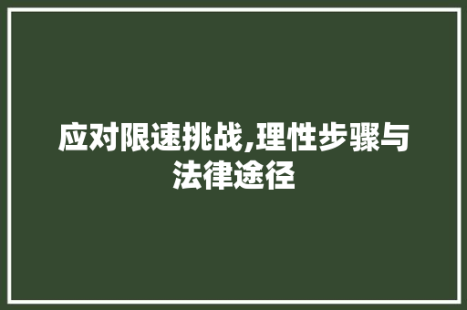 应对限速挑战,理性步骤与法律途径