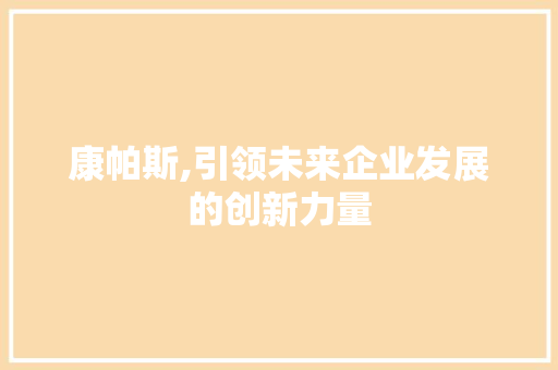康帕斯,引领未来企业发展的创新力量