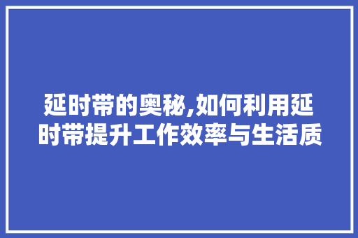 延时带的奥秘,如何利用延时带提升工作效率与生活质量