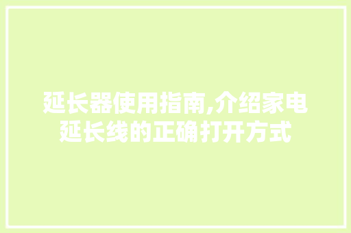 延长器使用指南,介绍家电延长线的正确打开方式