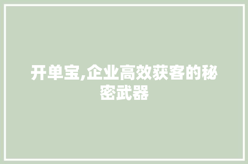 开单宝,企业高效获客的秘密武器