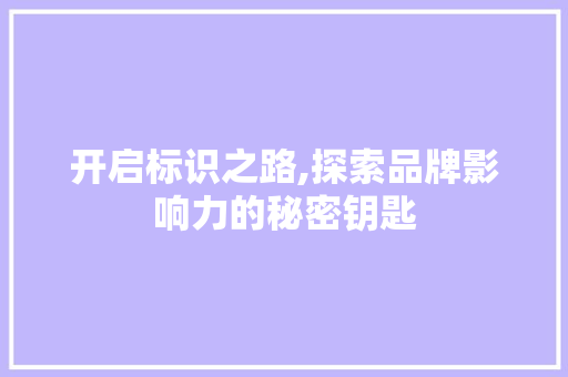 开启标识之路,探索品牌影响力的秘密钥匙