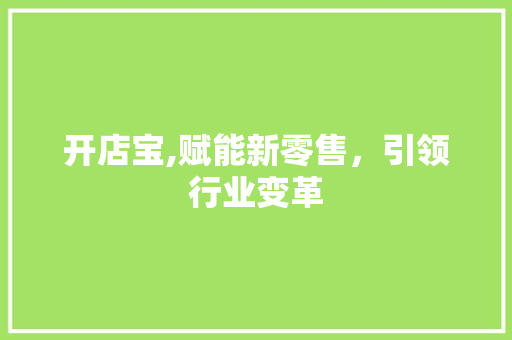 开店宝,赋能新零售，引领行业变革