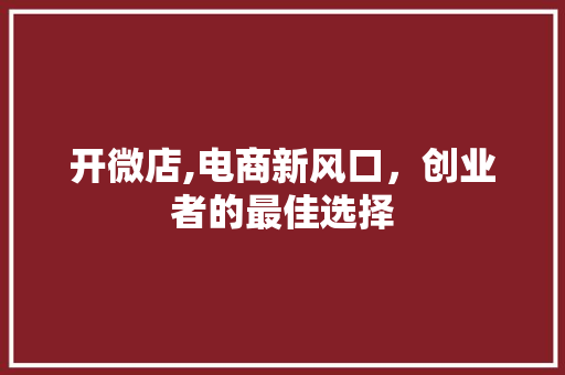 开微店,电商新风口，创业者的最佳选择 服务器/数据库