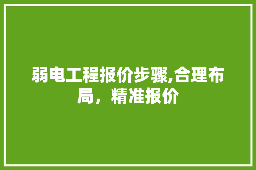 弱电工程报价步骤,合理布局，精准报价