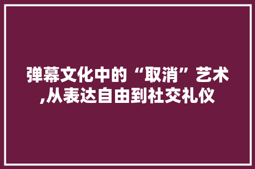 弹幕文化中的“取消”艺术,从表达自由到社交礼仪