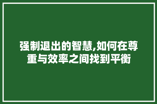强制退出的智慧,如何在尊重与效率之间找到平衡 WordPress教程