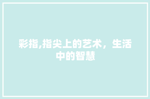 彩指,指尖上的艺术，生活中的智慧 SEO教程