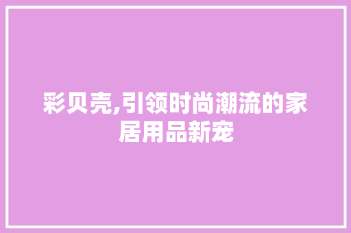 彩贝壳,引领时尚潮流的家居用品新宠