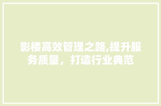 影楼高效管理之路,提升服务质量，打造行业典范
