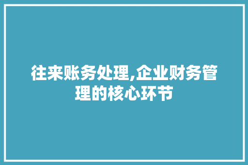 往来账务处理,企业财务管理的核心环节