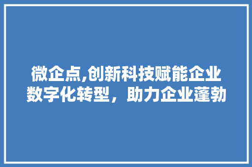 微企点,创新科技赋能企业数字化转型，助力企业蓬勃发展