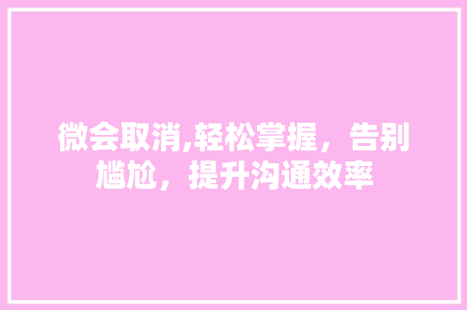 微会取消,轻松掌握，告别尴尬，提升沟通效率