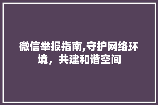 微信举报指南,守护网络环境，共建和谐空间