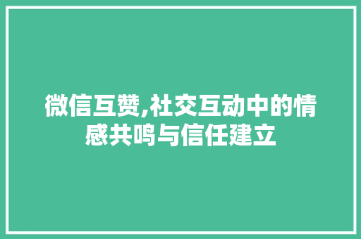 微信互赞,社交互动中的情感共鸣与信任建立