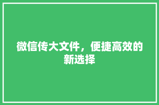 微信传大文件，便捷高效的新选择